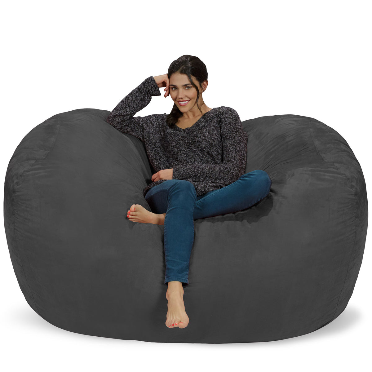 Chill Sack Huge Memory Foam Bean Bag Pillow, Charcoal