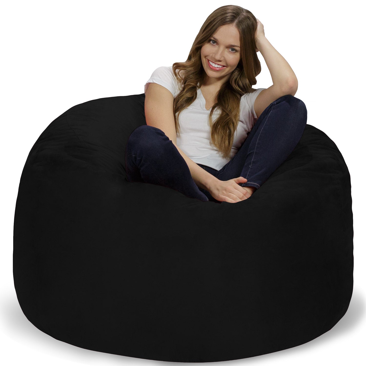 5' Large Bean Bag Chair with Memory Foam Filling and Washable Cover  Charcoal - Relax Sacks